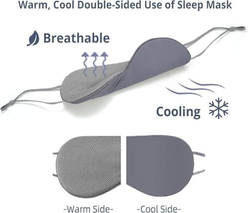 2Pack Sleep Mask, Eye Mask, Sleeping Mask with Adjustable Strap Shade Cover Double-Sided Warm and Cool for Men, Women for Summer Travel Reduces Puffy Eyes Side Sleepers — view 3