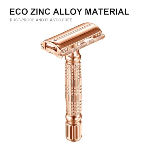 BAILI Butterfly Double Edge Safety Razor Rust-proof Reusable Manual Wet Shaving for Men Women with Mirrored Travel Case Rose Gold BD177C — view 5