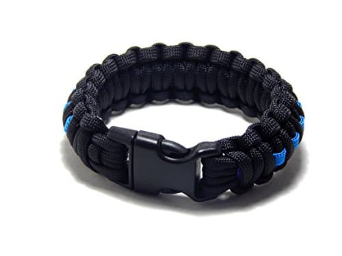 Paracord Survival Bracelet Black Thin Blue Line Police — view 4