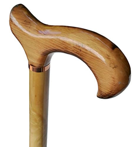 Gents Wooden Scorched Derby Cane with Collar Walking Stick with Natural Wood Stain 94cm (37") Height — view 2