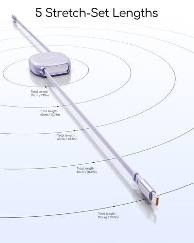 VisionSync 240W Retractable USB C Cable for Phones,3.3ft,2pack,Purple — view 6
