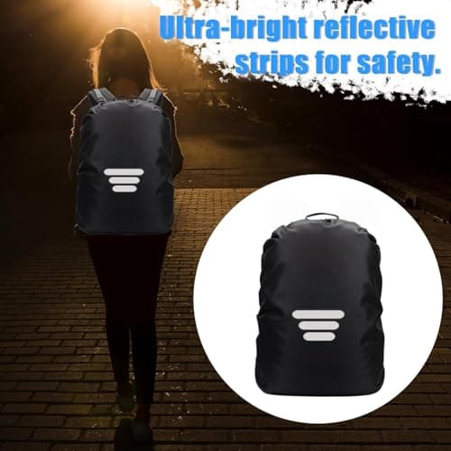 SHOCHX Waterproof Backpack Rain Cover with Three Reflective Strap, 1 Adjustable Anti Slip Cross Buckle Strap for Anti-Dust and Anti-Theft, Rainproof Snowproof, S for 18-25L Backpack, Black — view 5