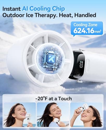 KIMMOO Handheld Portable Turbo Fan with Ice Cooler, Powerful 21000 RPM, Speed (1-199), Up to 14Hrs Cooling, Rechargeable Personal Fan, Small Pocket Hand Fans for Travel/Outdoor/Home/Office (White) — view 2