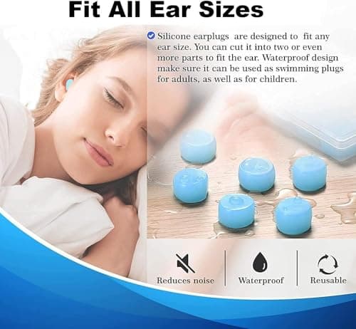Silicone Ear Plugs for Sleeping Custom Fit Noise Reduction Reusable Super Soft Silicone Earplugs for Snoring, Swimming, Travel, Concerts, Work, Studying, Loud Noise - The Earplug for Sleep — view 5