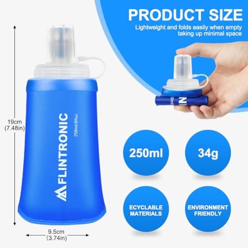 flintronic 2PCS Soft Flask TPU, 250ML Collapsible Water Bottle, Lightweight Soft Water Bottle for Unisex Hydration, BPA-Free, Leakproof Foldable Water Bottle for Running, Cycling, Climbing — view 2