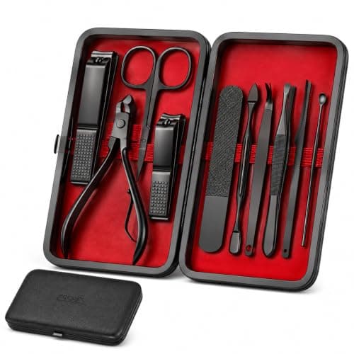 Manicure Set Stainless Steel Nail Care Kit 10 Pieces with Travel Case