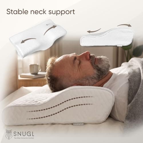 SNUGL Memory Foam Pillow Cervical PRO – Neck Pillow, Shoulder Support | Ergonomic Firm Pillows for Neck and Shoulder Pain | Orthopedic Contour Bed Pillows for Side Sleepers (Large) — view 6