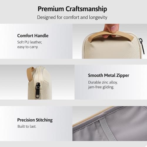 OrgaWise Cable Organiser Bag, Electronic Organizer Travel Case, Water Resistant Travel Accessories Bag Tech Pouch for Charger Adapter Power Bank Hard Drive (Beige) — view 6