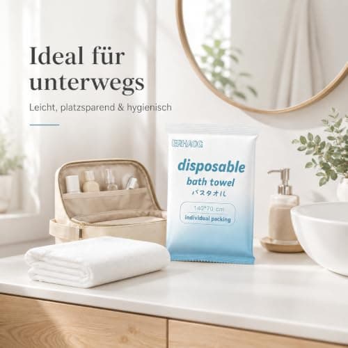 ERHAOG Disposable Bath Towels, 10 Pcs Large Travel Towel 140 * 70 cm, Compressed Portable Washcloths for Beach, Shower, Hiking, Swim, Hotel, Camping - Travel Essentials — view 6
