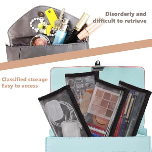 4 Pcs Small Make Up Bag, Mesh Toiletry Bags, Cosmetic Bag with Zipper for Women Men Cosmetics Toiletries Handbag (Black) — view 3