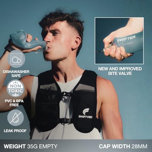 SWIFTER 2x Soft Flask 500ml | Collapsible Running Water Bottle | Handheld or in Vest | Leakproof | Trail Hydration Flask | Soft Water Bottle for Marathon, Hiking — view 3