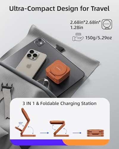 KU XIU Foldable 3 in 1 Travel Wireless Charging Station Qi2 25W for iPhone — view 5