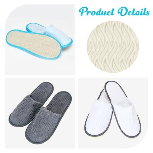 Defresit 6 Pairs Hotel Spa Slippers Closed Toe, Disposable Coral Velvet Travel Slippers for Guests, Non-Slip Spa Slipperss with Thick 9mm Soles for Spa, Parties, Swimming Pools, and Travel Use — view 5