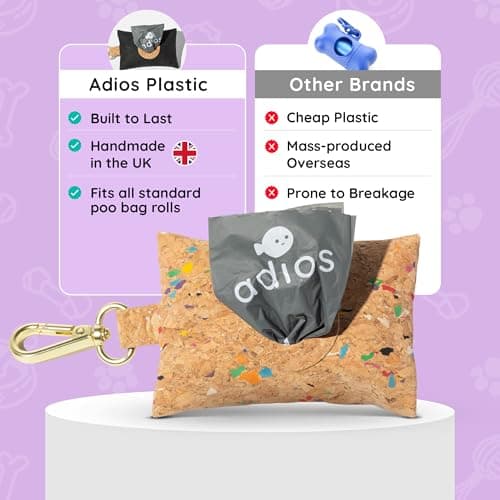 Adios Plastic - Handmade Rainbow Cork Poo Bag Dispenser – Eco‑friendly Dog Waste Bag Holder, Plastic Free, Crafted from 100% Sustainable Cork, Water‑Resistant, Lightweight, Clips to Leash & Belt — view 2