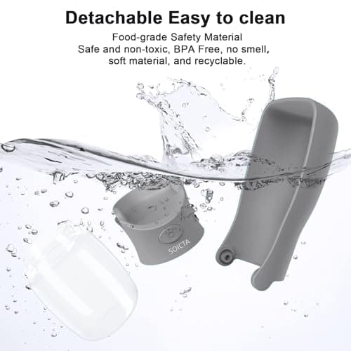SOICTA Portable Dog Water Bottle for Walking 19 OZ or 12 OZ Portable Pet Water Bottles for Puppy Small Medium Large Dogs Water Dispenser Bowl Dog Accessories(12OZ Grey) — view 4