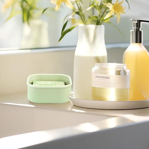 TITATI Travel Soap Case, Square Silicone Soap Holder for Dr. Squatch, Portable Shampoo Bar Case for Shower, Camp, Gym (Pea Green) — view 6