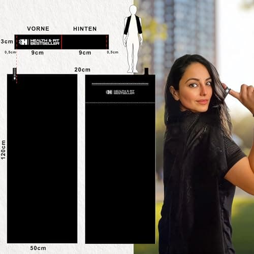 Health & Fit Premium Fitness Towel with Magnet & Zip Pocket - Microfibre Sports Towel, Quick-Drying & Compact, Ideal for Gym & Training (Grey) — view 2