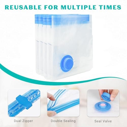 Vacuum Storage Bags - 3 Pack 100X130CM Extra Large Strong Space Saver Compression Bags, Reusable Vacuum Storage Bags Storage Space for Duvets, Bedding, Quilts, Pillows — view 2