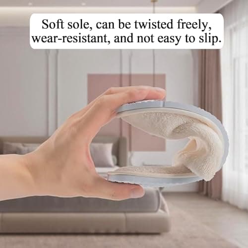 JISRKP 3 Pcs Disposable Hotel Slippers, Soft Coral Fleece Spa Slipper For Women, Hotel Travel Spa Portable Slippers Home Guest Indoor, Unisex Padded Sole Guest Sli-ppers, Beige — view 6