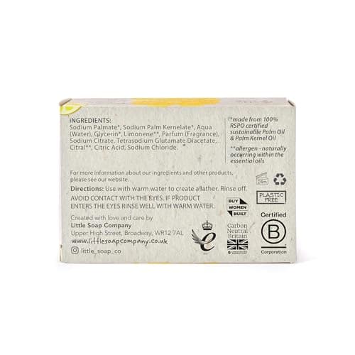 Little Soap Company Natural Range - Lemon Zest Soap Bar, 100g | Vegan, Cruelty Free & Antibacterial, No SLS or Parabens | Eco Friendly Body, Face & Hand Soap with Cleansing Lemon Essential Oils — view 3