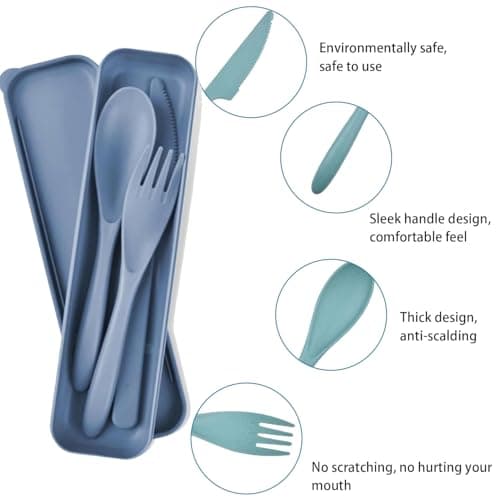 2 Sets Portable Reusable Cutlery Set with Case – Utensils for Travel, Camping, Outdoor Dining – Compact & Easy to Clean, Sustainable Dining Solution — view 3