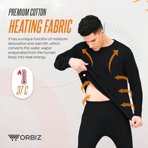 Orbiz Men’s Thermal Underwear Set - Heat-Retaining Long Sleeve Top & Bottoms, Base Layer for Outdoor Activities, Ultimate Warmth Perfect for Winter & Cold Weather (X-Large, Grey) — view 5