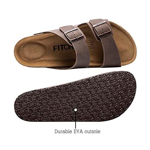 FITORY Men's Sandals, Cork Footbed Slip On Slides Brownish Yellow Size 7.5 — view 2