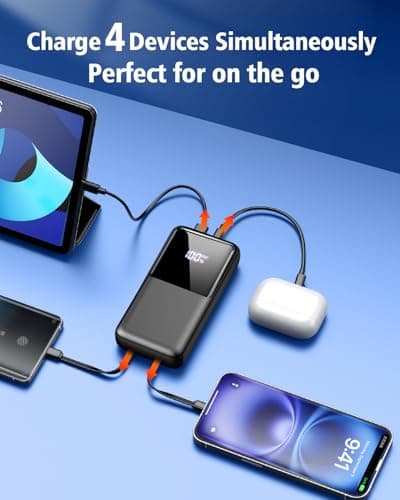 Power Bank Fast Charging, 40000mAh Portable Charger Built-in Cables, 22.5W — view 4