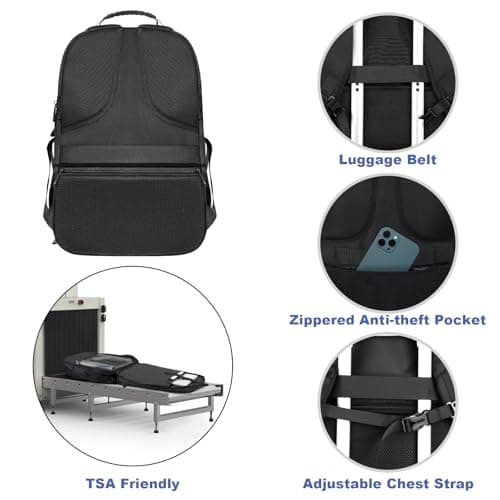 Z-MGKISS Men's Extra Large 55L Anti-Theft Backpack, TSA-Approved for 18.4-19" Gaming Laptops, Gym Work Travel for Business College Daypack (Black) — view 4