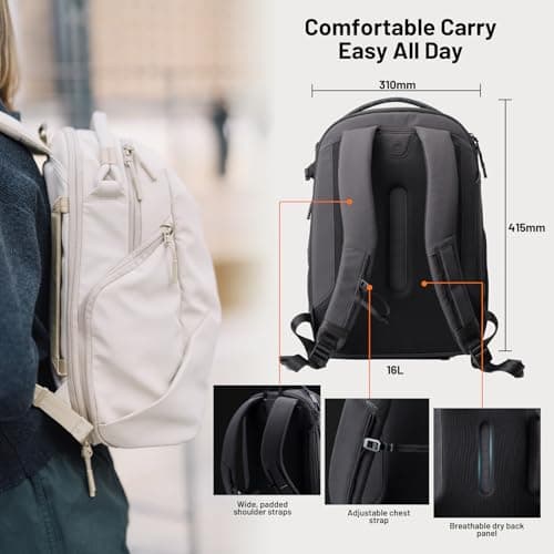 PGYTECH OneGo Lite Camera Backpack 16L Lightweight Camera Bag Compatible with Sony/Canon/Nikon/DSLR/SLR Mirrorless Cameras, Water-Resistant BackPack for Urban & Travel Photography, Cream White — view 5