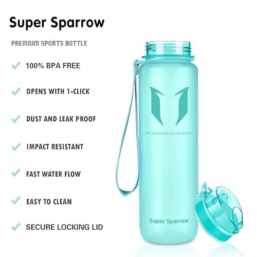 Super Sparrow Sports Water Bottle - 750ml - Non-Toxic BPA Free & Eco-Friendly Tritan Co-Polyester Plastic - For Running, Gym, Yoga, Outdoors and Camping — view 2