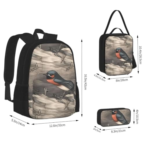 3 in1 Travel Laptop Backpack with Lunch Bag and Pencil Case Casual Daypack — view 3