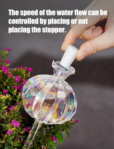 NiHome Cactus-Shaped Glass Plant Self-Watering Globes 6-Pack, Glass Waterer Stakes for Potted Plants, Automatic Mini Irrigation System, Adorable Gardening Tool (Iridescent, 3 Large + 3 Medium) — view 3