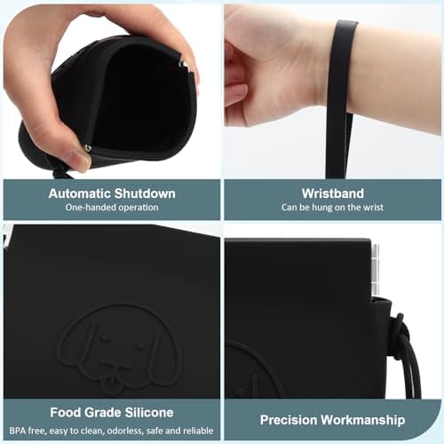 WALLFID Silicone Dog Treat Pouch Small Bag,Auto Closure,with Pet Training Clicker,Walking Bag for Dog and Cat,Pocket Size,Easy to Clean,Odorless,Travel Walking Bag (black) — view 4