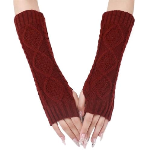 YGMNQAL Sleeves For Women Accessories Arm Warmers Fingerless Gloves Winter(Burgundy)