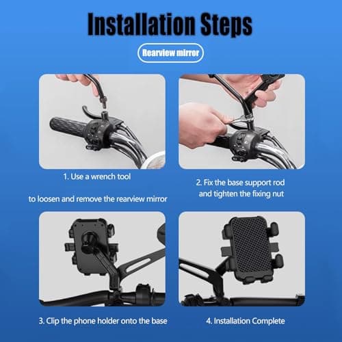 JINGDA Motorcycle Phone Mount for Vespa GTV,Vespa GTS (300cc HPE, Super 300cc HPE), Shockproof, Motorbike Phone Holder, Bike Phone Holder, E-Scooter Bicycle Handlebar Cradle,Rearviewmirrorstyle — view 6