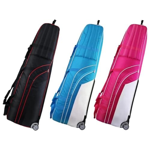 L6NqIAG Carry Golf Club Carry Bag Heavy Duty Golfs Travel Bags for Airlines Travel Padded Golf Club Travel Bag Nylon with 2 Wheel Golf Travel Bag(Pink) — view 2