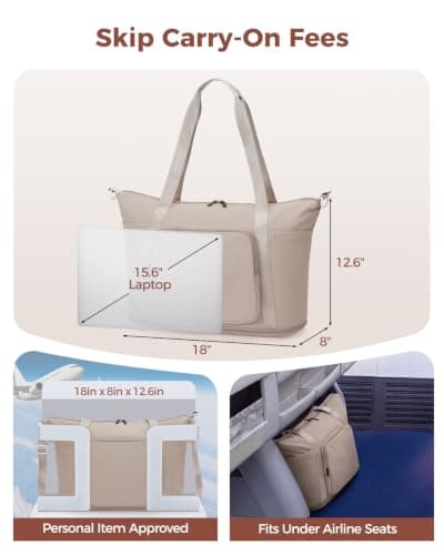 WANDF Foldable 45x36x20 Easyjet Cabin Bag, Underseat Hand Luggage,Khaki — view 5