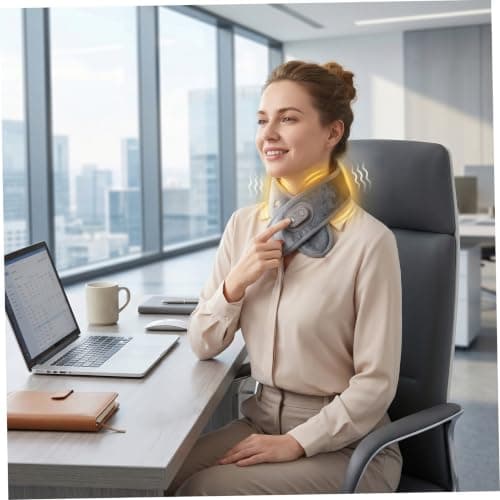 Heated Neck Wrap, USB Powered Electric Massager with 3 Temperatures Wireless Neck Warmer for Muscle Relaxation Shoulders Home Office Travel Winter, Gray. — view 6
