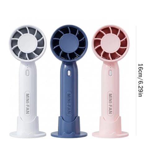 dididudi 3 Pack Mini Handheld Fan, USB Rechargeable Personal Portable Fan with Detachable Base, 3 Wind Speed Small Cooling Fan for Travel, Office, Makeup, Outdoor Camping — view 2