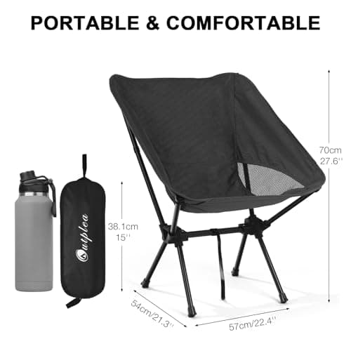 Outplea Black Lightweight Small Folding Camping Chair for Adults, Compact Fishing Chairs, Portable Backpacking Chair for Outdoor Beach Hiking — view 3