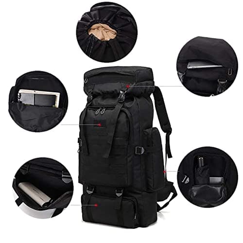 Kabxhueo Hiking Camping Backpack 60L-80L Military Tactical Backpack for Travelling Waterproof Survival Bag Large Molle Rucksack for Men for Travel Camping Hunting Fishing — view 3