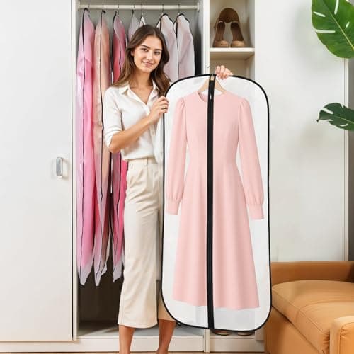 6 Pack Garment Bags, PEVA Translucent Clothes Covers, Suit Bag 47in — view 6