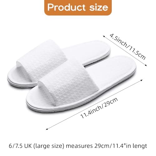 Defresit 10 Pairs of Hotel Slippers, Waffle Open Toe,Disposable Deluxe Open Toe Spa Slippers, Flat White House Shoes Washable and Foldable Winter Slipper s for Spa, Party Guest and Travel — view 3