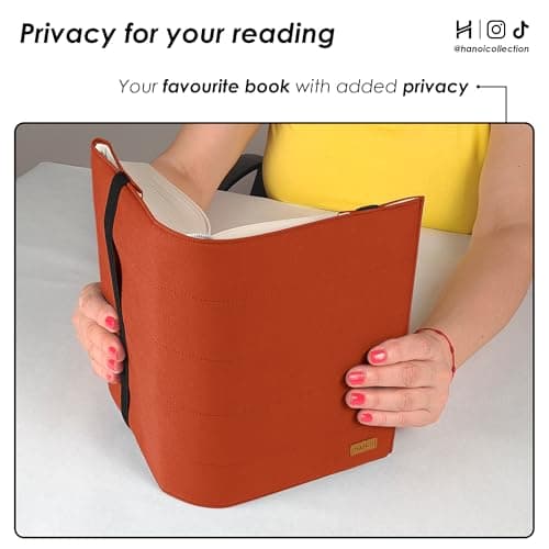 HANOI Collection® Adjustable™ Padded Book Sleeve, Book Protector, Padded Book Cover for Hard Covers and paperbacks. (Orange, Small) — view 6