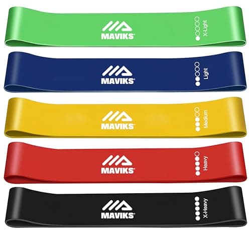 MAVIKS Exercise Bands Resistance Bands for Working Out, Set of 5 Stretch Bands, Elastic Resistance Loop Bands for Physical Therapy, Pilates,Yoga, Stretching, Home Fitness with Guide and Carry Bag — view 2