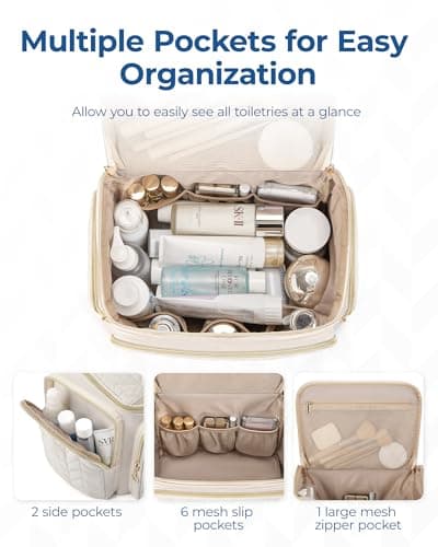 BAGSMART Large Toiletry Makeup Bag, Vanity Case, Wide Opening, Wet Pocket — view 3