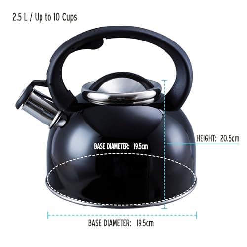 Liberty Leisure 2.5L Black Whistling Kettle - Stainless Steel Camping Kettle for Gas Stove - Portable Kettle for Travel, Hiking, Caravan, Motorhome & Camping Essentials — view 3