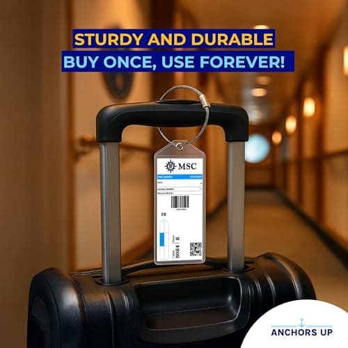 MSC Cruise Luggage Tag Holders [4 Pack] – Waterproof, Durable Plastic with Steel Loops – Fits All MSC Ships for Cruising in 2026, 2027 and 2028 – Cruise Essential by AnchorsUp — view 6