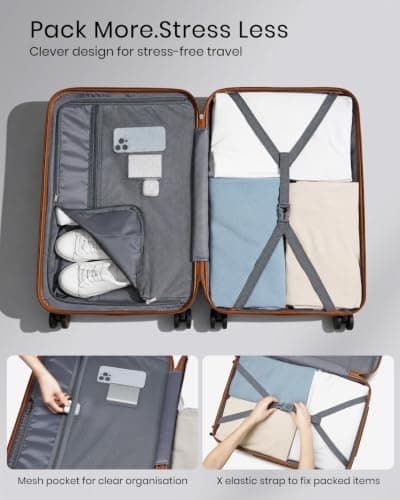 Kono Medium Hard Shell Suitcase, Lightweight ABS+PC Checked Luggage,Navy — view 5